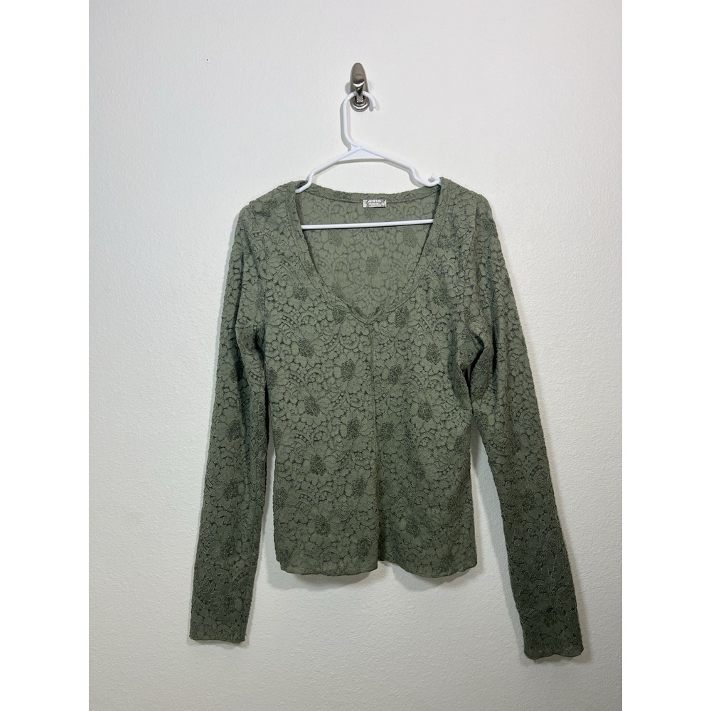 Intimately Free People Top XL Lace Green Boho Stretch Forest Fairy Grunge